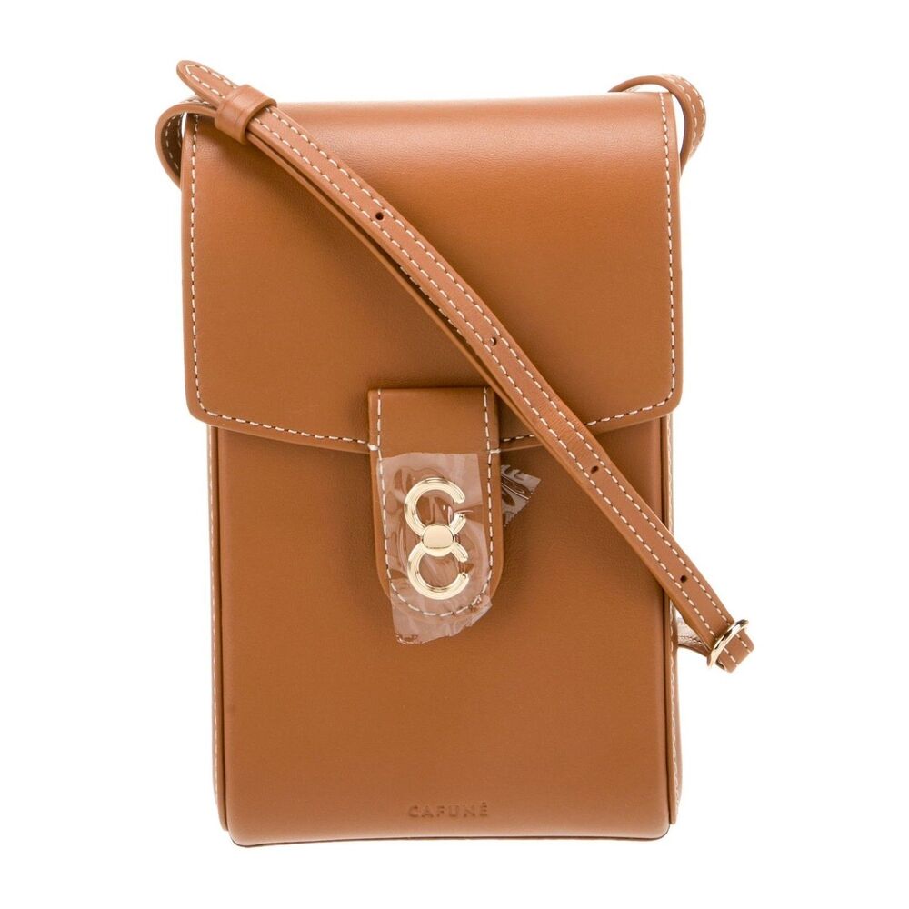 NWT Cafuné Leather Crossbody Bag Tan Cognac Brown Women's Designer Purse